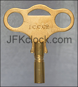A brass, single ended, trademark Ithaca key